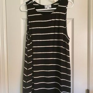 Black and White striped sleeveless dress.